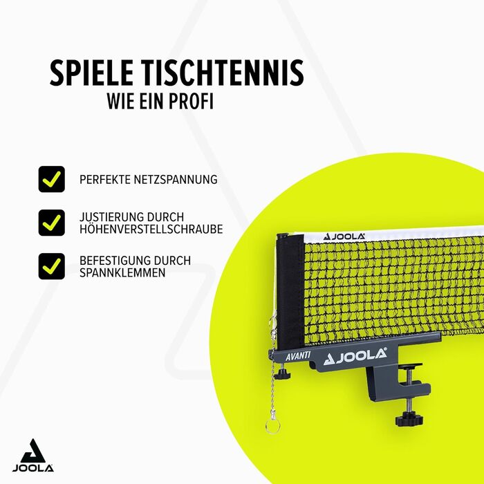 Сітка для настільного тенісу JOOLA Avanti – регульована висота, металева сітка, швидкий монтаж, темно-сірий колір