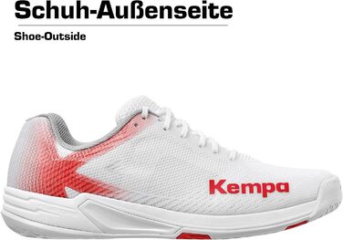 Жіночі гандбольні кросівки Kempa Wing 2.0 - біло-червоні, 40.5 EU