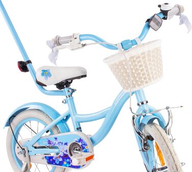 Дитяче велосипед Sun Baby Flower Bike для дівчаток, 16 дюймів, знімний ручка-штовхач, 2-6 років (Блакитний)