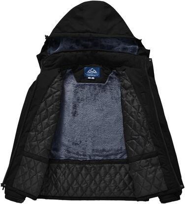 Чоловіча зимова куртка-фліска з капюшоном, Windjacke, Softshell для туризму та активного відпочинку, чорний колір