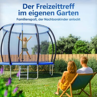 Трамплін Monzana® 305 см з сіткою та драбиною. Сертифікований TÜV Rheinland GS. Комплект для саду.