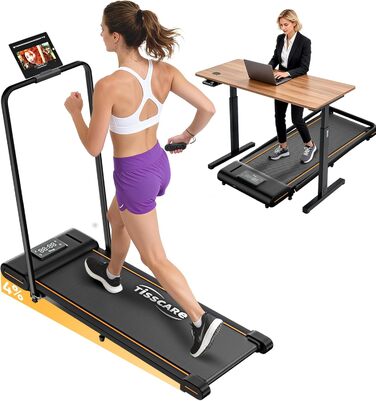 Біговий доріжка TISSCARE для дому та офісу: тиха модель з регулюванням нахилу, LED-дисплеєм, вагою до 130 кг та ручкою підтримки