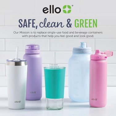 Термобутилка Ello Pop & Fill з нержавіючої сталі, швидке наповнення, подвійна вакуумна ізоляція, герметична кришка, багаторазова пляшка для води