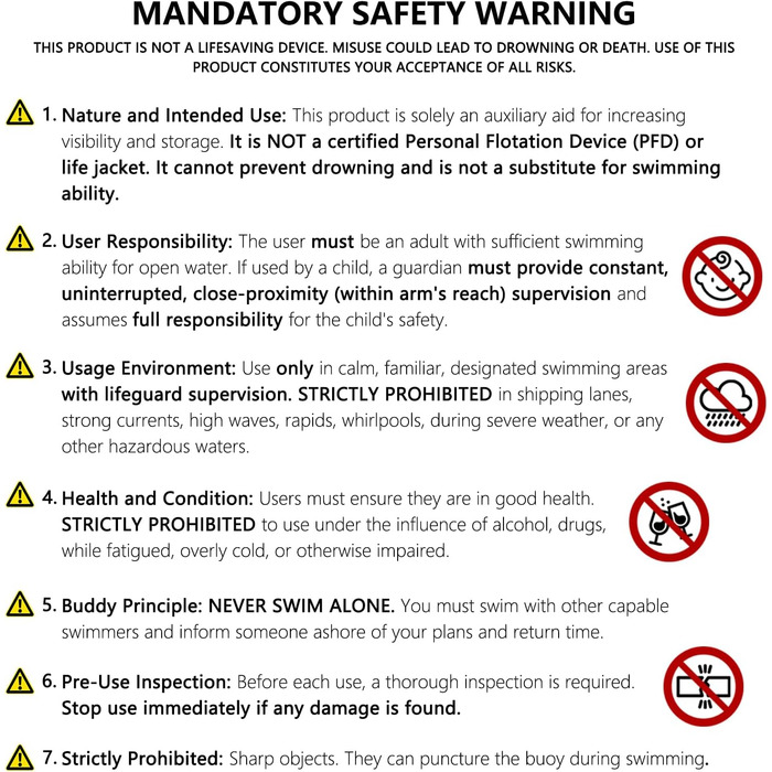 Надувна плавуча шийка 20L помаранчевого кольору для дорослих та дітей - безпечний тримач для плавання у відкритій воді та триатлону