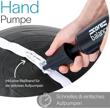 Фітнес-м'яч Core Balance: для йоги, фітнесу, вагітності - 55/65/75/85 см, з насосом