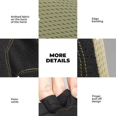 Велосипедні рукавички ROCKBROS для чоловіків та жінок, напівпальцеві, з антиковзким покриттям та амортизацією, літні, для гірського та шосейного велосипеда, розмір M, зелені