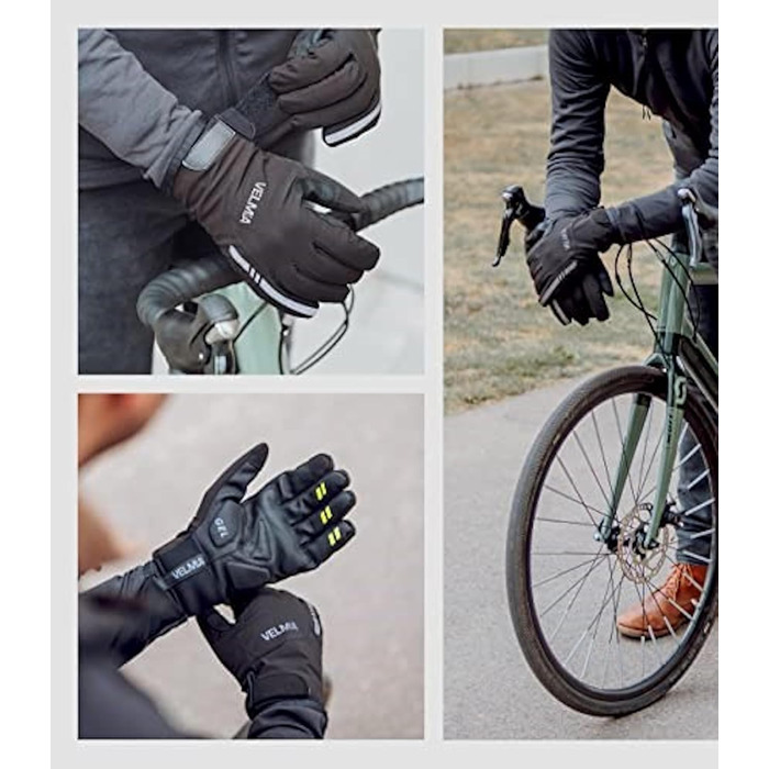 VELMIA Рукавички для велосипеда зимові водонепроникні для чоловіків та жінок теплі спортивні рукавички для активного відпочинку та бігу