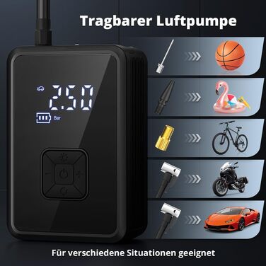 Електричний насос Oasser 150 PSI для велосипеда, авто, м'яча, кемпінгу з LED-ліхтариком