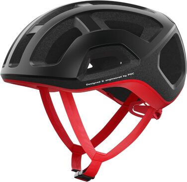 Велосипедний шолом POC Ventral Lite, ультралегкий, із посиленою конструкцією та відмінною вентиляцією, колір чорний/червоний матовий, розмір S (50-56 см)