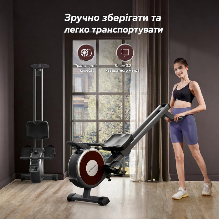 Гребний тренажер MERACH Q1S Magnetic Rower, 16 рівнів опору, магнітний, Bluetooth, до 158 кг