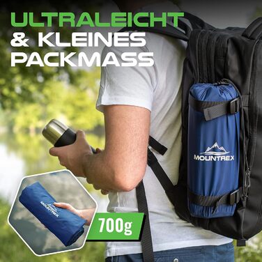 Надувна туристична матрац MOUNTREX Isomatte - Ultraleicht, 700g, з насосом, для кемпінгу та відпочинку на природі (зелений/блакитний)