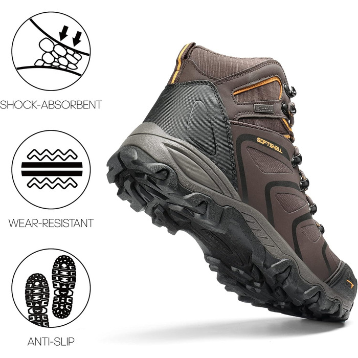 Чоловічі туристичні черевики NORTIV 8: водонепроникні трекінгові черевики для хайкінгу та альпінізму, колір: коричневий/чорний