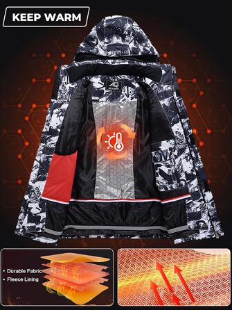 Сніговий костюм чоловічий HOUZONIY, теплий, вітронепроникний, 2-частинний, розмір L, чорний