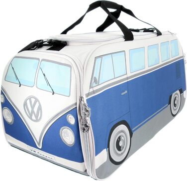 Сумка BRISA VW у стилі Volkswagen T1 Bulli, спортивна, через плече, ретро, велика, синьо-бежева, 60x30x30 см