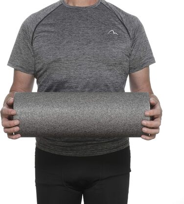 Фасціальний ролер BODYMATE середньої жорсткості 45×15 см, карбон-сірий, з безкоштовною електронною книгою – професійний масажний ролик для міофасціального релізу