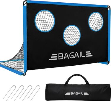 Футбольні ворота Bagail 2-в-1 з мішенню, переносні, 6x4 фути, сині, для тренувань у саду та ігор