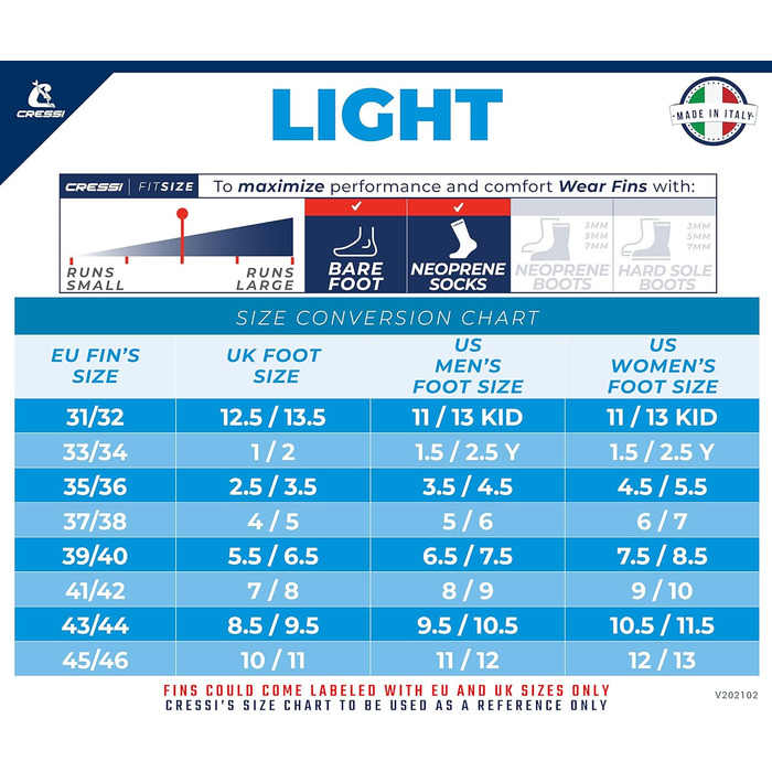 Плавальні ласти Cressi Light, білі, розмір EU 41/42 (UK 7/8)