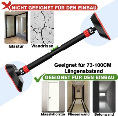 Климмер для дверного отвору FumyFumy, турнік для дверей, обладнання для калістеніки, висувна стійка для підтягувань 73-100 см, вантажопідйомність до 220 кг з сигналізацією безпеки