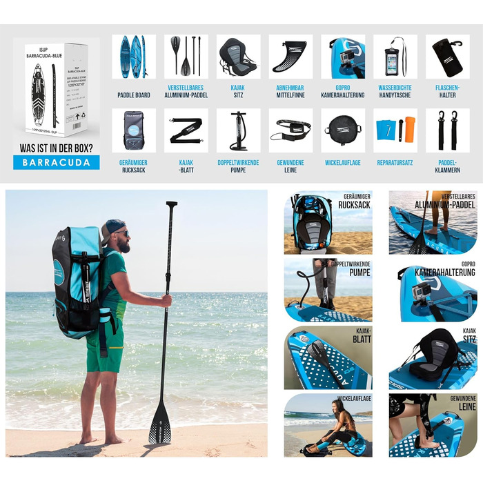 Надувна SUP-дошка Aqua Spirit 320x81x15 см, комплект каяк-набір з веслом, рюкзаком, насосом та аксесуарами, для дорослих початківців і експертів, 2 роки гарантії