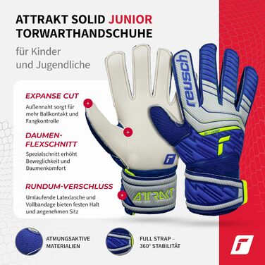 Воротарські рукавички Reusch Attrakt Solid Junior для дітей 5-16 років (Vapor Gray/Deep Blue 6)