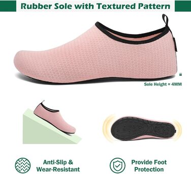 Шкарпетки для душу SAGUARO з дренажними отворами, швидко сохнуть, неслизькі, для чоловіків та жінок, розмір 36-47, колір рожевий