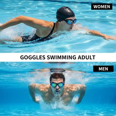 Окуляри для плавання чоловічі/жіночі Schwimmbrille, антизапітні, водонепроникні, унісекс, зручна посадка, синьо-зелені