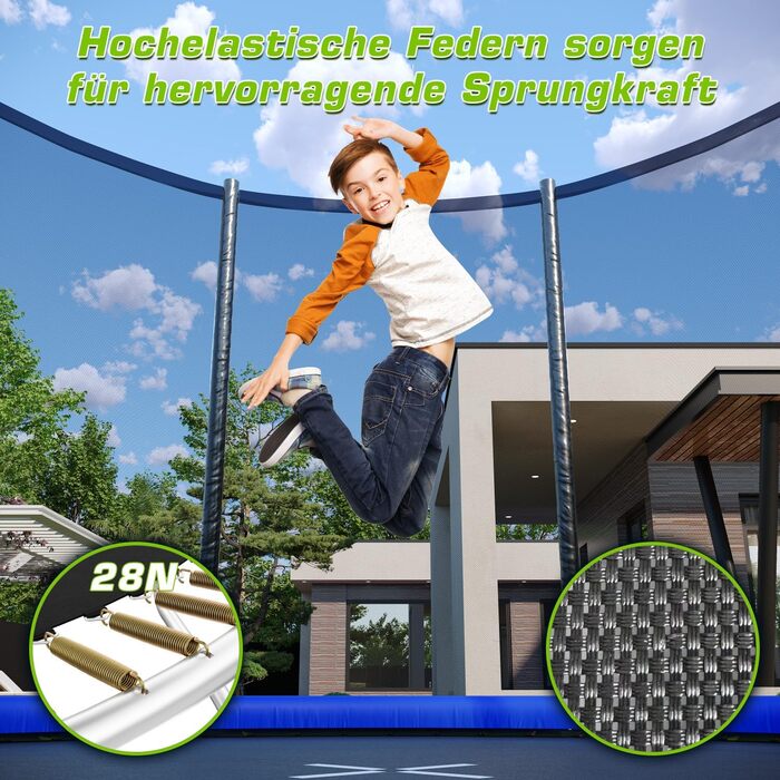 Батут дитячий TRIUMPHKEY Outdoor для саду та дому Ø 183-427 см, Комплект з сіткою, сходами та захистом краю (Блакитний)
