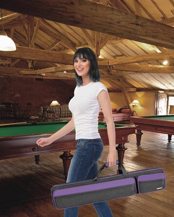 Чохол для більярдної кулі, сумка для 4 кулі та 5 шомполів, м'яко стьобаний, з регульованим плечовим ременем, для жінок та чоловіків (фіолетовий/чорний)