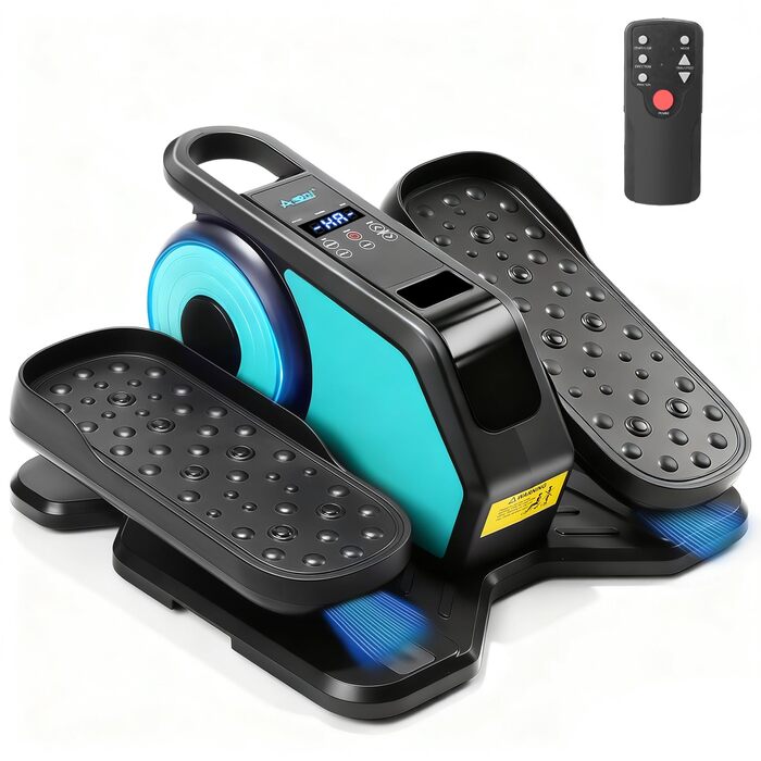 Еліптичний тренажер під стіл EM-03: електричний велотренажер для сидіння з пультом, міні-степер, регульована швидкість, для людей похилого віку та дорослих (блакитний)