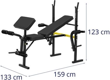 Мультифункціональна лавка для жиму Gymrex GR-TB 51, регульована, до 100 кг, тренувальна штангова лавка, похила лавка