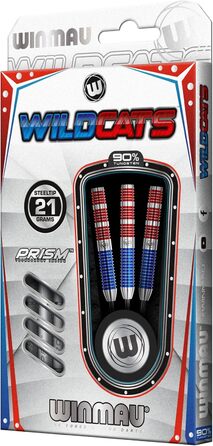 Дротики WINMAU Wildcats 90% вольфраму, 21 г, з крилами та стрижнями, призматична технологія
