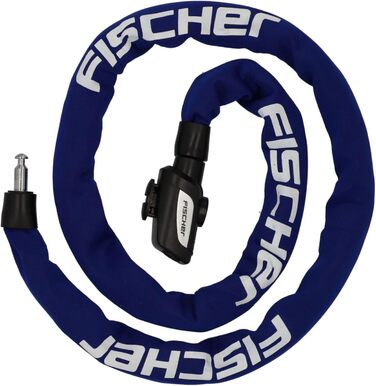 Ланцюговий замок для велосипеда та електровелосипеда FISCHER, неопренове покриття, високий рівень захисту від крадіжки, 130 см, синій (2 ключі в комплекті)