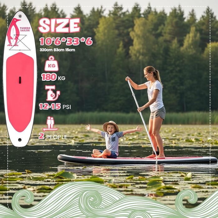 SUP дошка надувна Tuxedo Sailor 320 см рожева з аксесуарами для дорослих