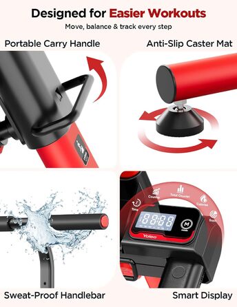 Сходи-степер YOLEO з регульованим опором для дому, компактний кардіо-тренажер, 3 режими тренувань, великі платформи, 90% зібраний, з ручкою