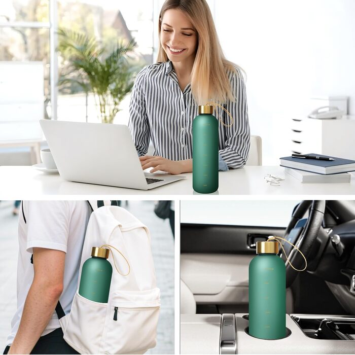 Спортивна пляшка для води Opard 1л/800мл, Tritan, без BPA, для фітнесу та занять у спортзалі, зелений колір