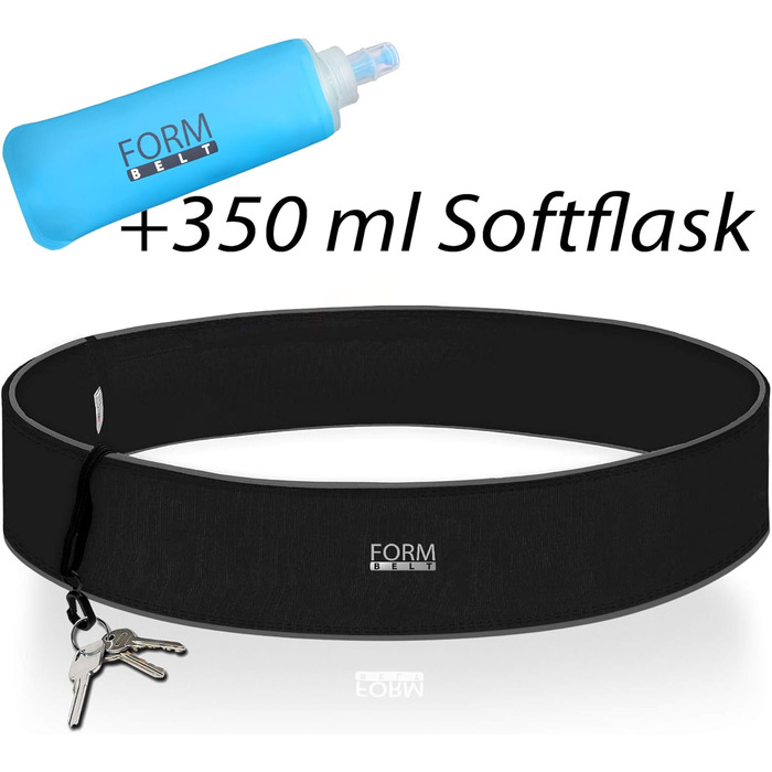 Пояс для бігу Forbelt® з флягою для телефону (M, чорний) - зручний пояс для смартфонів iPhone, Galaxy та інших під час бігу та джогінгу