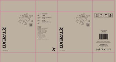 XTREXO Степер для дому FS100 | Регульована висота педалей та опір, дисплей, навантаження до 100 кг, чорний/жовтий | Hometrainer для кардіотренувань