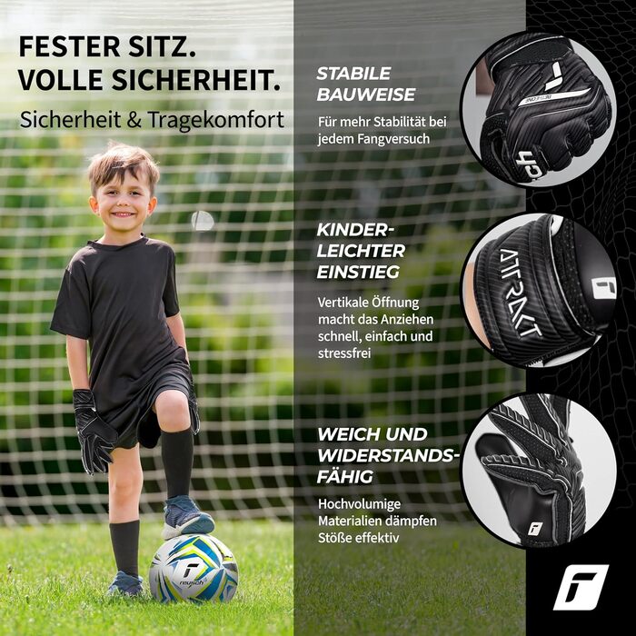 Воротарські рукавички Reusch Attrakt Solid Junior для дітей 5-16 років, чорні