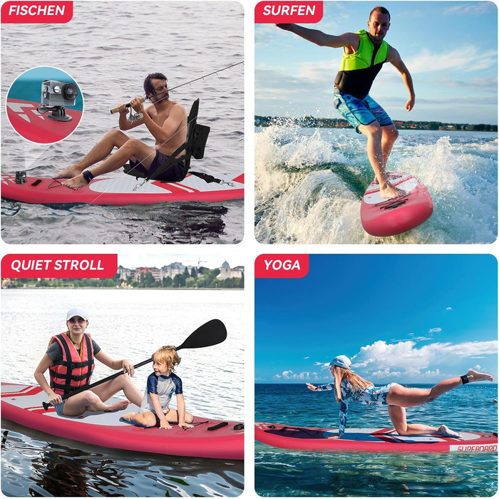 Надувна SUP-дошка ZealWe 320/335 см з аксесуарами, серфборд до 150 кг, комплект: алюмінієве весло, сидіння, рюкзак, насос