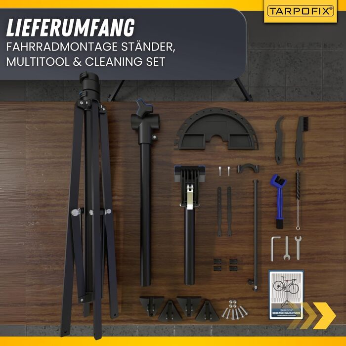 Підставка для збирання велосипедів Tarpofix® до 30 кг | Професійна підставка для ремонту велосипедів та електровелосипедів | Важкий велосипедний тримач E-Bike | Підставка для ремонту велосипедів (Чорний)