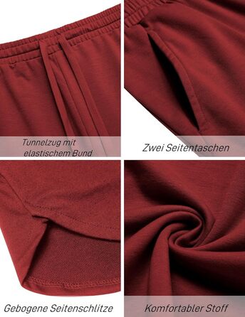 Шорти чоловічі COOFANDY літні, 2 шт. (S, бордовий/чорний) з гумкою, кишенями, для спорту та відпочинку