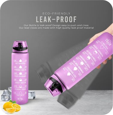 Фляга спортивна Roe Tenpo 1L Tritan, BPA-free, для спорту та відпочинку (фіолетова)