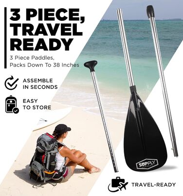 SUP Supply – трисекційне весло для SUP-борду, регульоване алюмінієве плаваюче весло, легке, міцне, складане для подорожей, сіре