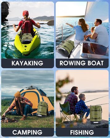 Водонепроникний рюкзак IDRYBAG 55L для подорожей, каякінгу, плавання та paddle-boarding, зелений