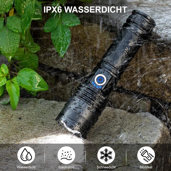 Тактичні ліхтарі Zeusfire 2 шт. 1000000 люмен, водонепроникні IPX6, 5 режимів, для кемпінгу, туризму, тактики, чорний