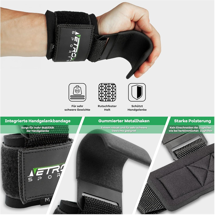 Навантажувальний гак Netrox для важкої атлетики з захистом зап'ястя - металевий гак для тренувань, кросфіту та бодібілдингу