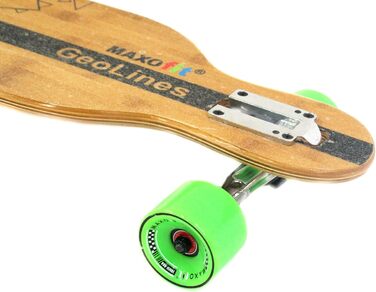 Лонгборд MAXOfit Deluxe GeoLines 107 см, бамбук/клен, 7 шарів, Drop Through, ABEC11