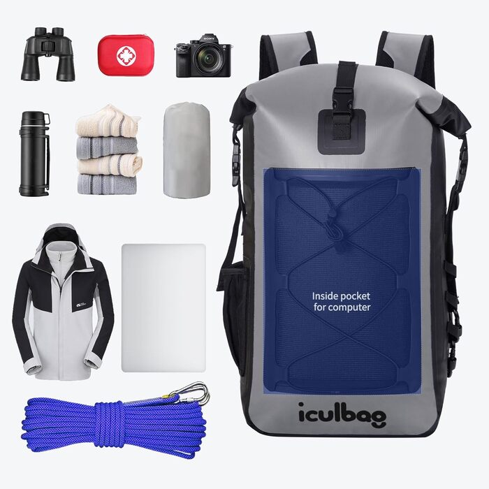 Водонепроникний рюкзак 40L Dry Ferm Bag для пляжу та подорожей (Сірий)