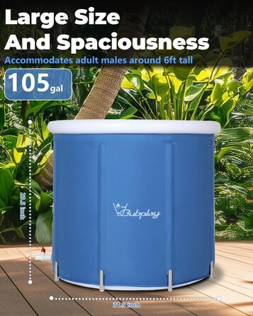 Ейсбад XL для спортсменів та дорослих: ванна для крижаного занурення на 105 галонів з кришкою, блакитна