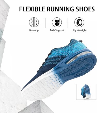 Кросівки для бігу Hitmars: чоловічі та жіночі, спортивні, для тенісу, фітнесу, бігу та джогінгу. Легкі, білі, чорні, сині. Розміри EU 36-48 (44 EU)